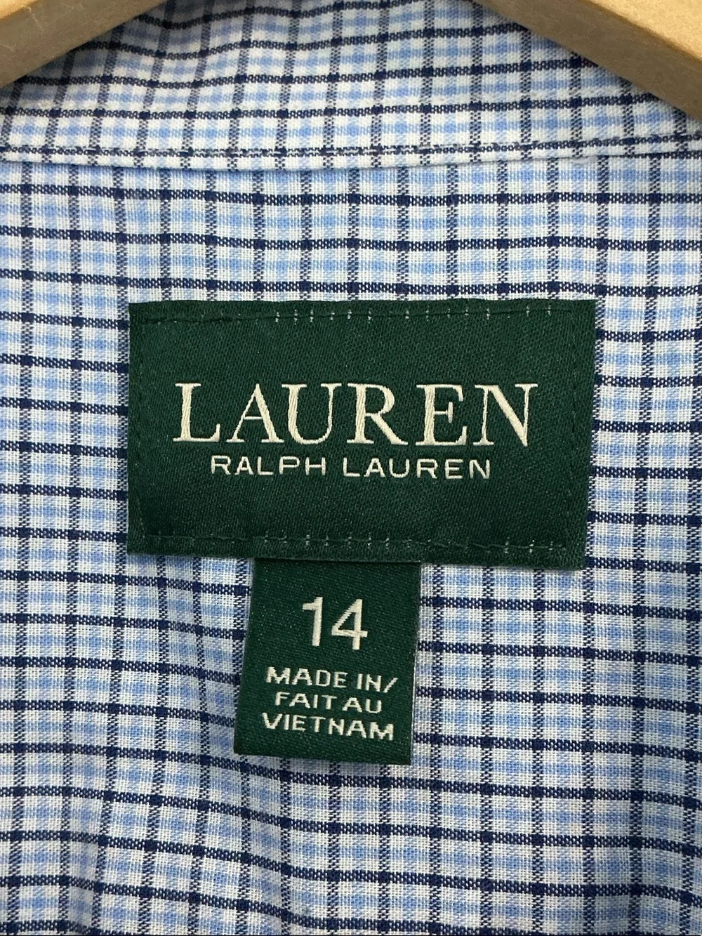 Ralph Lauren Blue and White Checked Button-Down Shirt